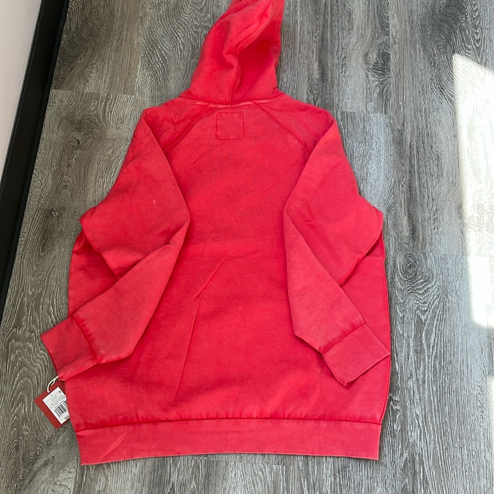 Mossimo Distressed Red Hooded Sweatshirt - Picture 6 of 8